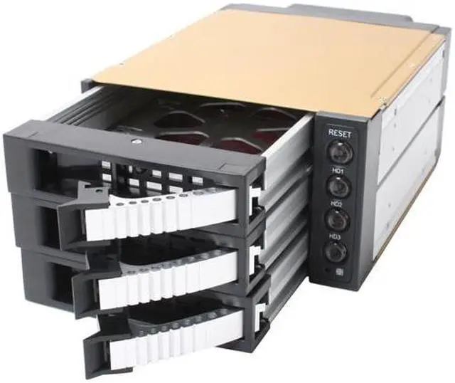 Alt view image 2 of 4 - iStarUSA BPU-230SATA-SILVER 2x5.25" to 3x3.5" SAS/SATA 6.0 Gb/s Hot-Swap Cage - Silver - OEM