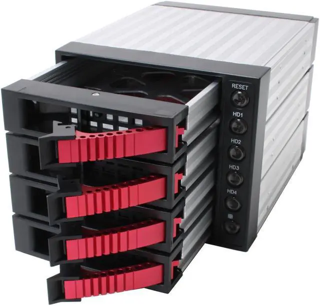 Alt view image 2 of 4 - iStarUSA BPU-340-SA- RED 3x5.25" to 4x3.5" SATA2.0 Hot-Swap Backplane Raid Cage - OEM