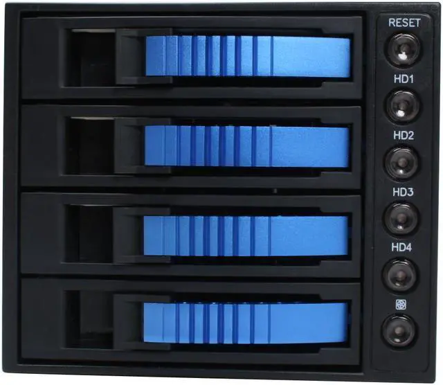 Alt view image 2 of 5 - iStarUSA BPU-340-SA- BLUE 3x5.25" to 4x3.5" SATA2.0 Hot-Swap Backplane Raid Cage - OEM