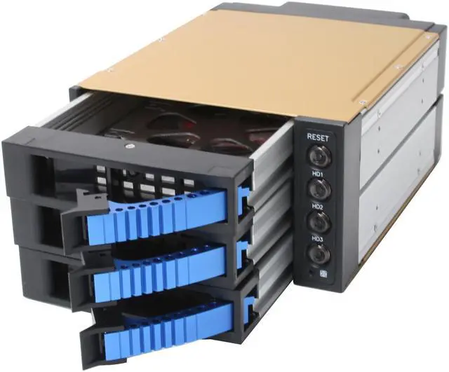 Alt view image 2 of 4 - iStarUSA BPU-230-SA- BLUE 2x5.25" to 3x3.5" SATA2.0 Hot-Swap Backplane Raid Cage - OEM