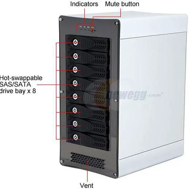 Main image of RAIDAGE iAge840ML2 8 3.5" Drive Bays SAS/SATA II (Two MultilaneX4 connector) Tower 8-bay Multilane SAS/SATA Enclosure