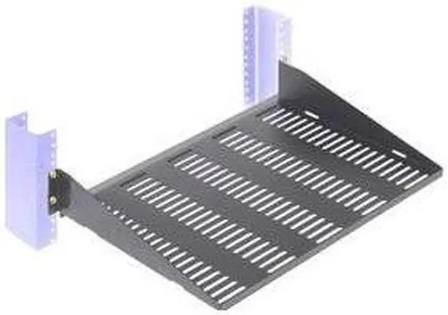 Main image of RackSolutions 2U 2Post Vented Cantilever Shelf 13in Depth - Flanged Down, Supports 60 lbs, Compatible with 2 Post and 4 Post Racks