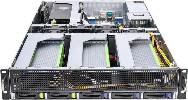 Alt view image 3 of 5 - Asrock Rack 2U4G-ROME/2T 2U Rackmount GPU Barebone AMD SP3 LGA4094 EPYC 7002/7001 series 4 GPU 10G base-T