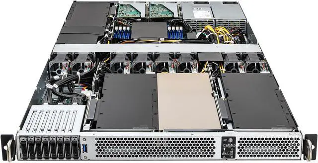 Alt view image 3 of 5 - Asrock Rack 1U4G-ROME 1U Rackmount GPU Barebone AMD SP3 LGA4094 EPYC 7002 series 4 GPU Dual 1 GbE