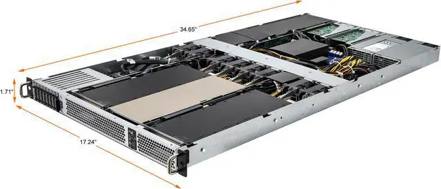 Alt view image 2 of 5 - Asrock Rack 1U4G-ROME 1U Rackmount GPU Barebone AMD SP3 LGA4094 EPYC 7002 series 4 GPU Dual 1 GbE