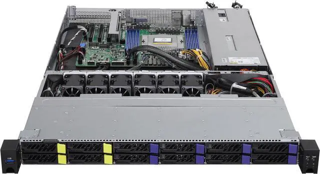 Alt view image 2 of 6 - AsRock Rack 1U8S4E-GENOA/2T 1U Rackmount Storage Server Barebone Single Socket SP5 (LGA 6096) AMD EPYC™ 9004 series processors 4 NVMe 8 SATA bays Dual 10G Lan