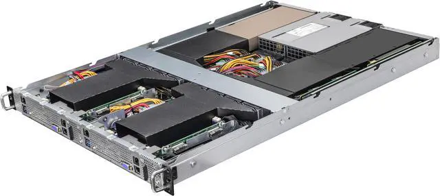 Alt view image 2 of 6 - AsRock Rack 1U2N2G-ROME/2T 1U Rackmount Multi-node GPU Server Barebone  Socket SP3 (LGA4094) AMD EPYC™ 7003 Dual 10G LAN 2 GPU
