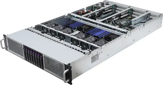 Alt view image 2 of 5 - ASRock Rack 2U4G8E-EGS2 2U Rackmount GPU Server Barebone Intel Dual Socket 4th Gen Intel® Xeon® Scalable Processors (LGA 4677) C741 4 FHFL PCIe5.0 x16 Support up to 4 GPUs 8 Hot-swap 2.5" NVMe (PCIe5.0)