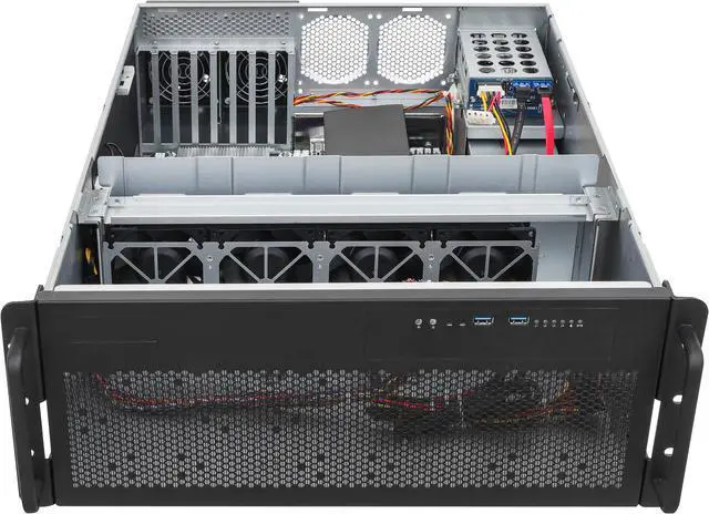 Alt view image 2 of 5 - ASRock Rack Server Barebone 4U4G-WRX80/2T Single Socket SP5 (LGA 6096),  sWRX8 (LGA 4094), supports AMD Ryzen™ Threadripper™ PRO 5000WX/3000WX processors, 4 GPU