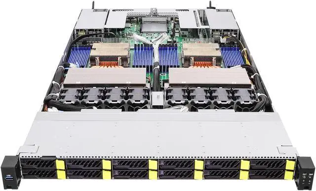 Alt view image 2 of 4 - ASRock Rack Server Barebone 1U12E-TURIN2/EVAC 1U Dual Socket SP5 (LGA 6096), supports AMD EPYC 9005/9004 (with AMD 3D V-Cache 12 hot-swap 2.5" NVMe (PCIe5.0 x4) drive bays
