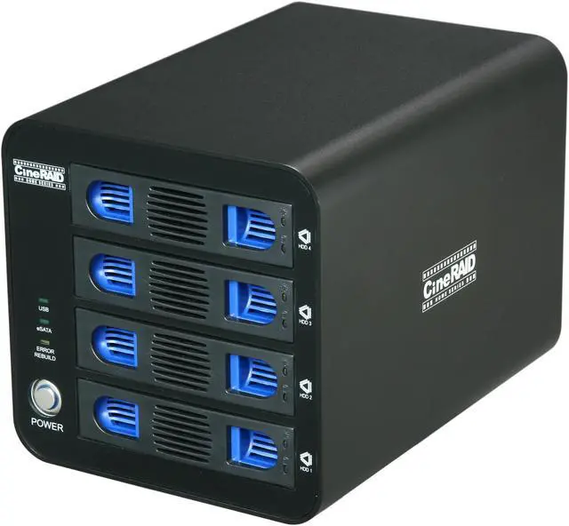 Main image of CineRAID CR-H458 Hardware RAID 0, 1, 10, 3 and RAID 5, Support 4 x 3.5" Hot Swappable Drive Bays USB 3.0 eSATA RAID SubSystem