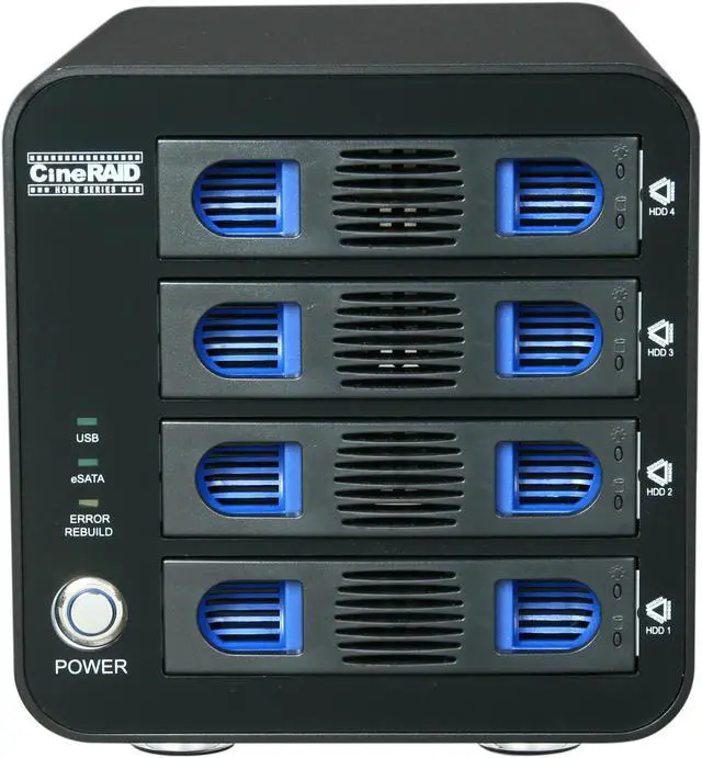 Alt view image 2 of 6 - CineRAID CR-H458 Hardware RAID 0, 1, 10, 3 and RAID 5, Support 4 x 3.5" Hot Swappable Drive Bays USB 3.0 eSATA RAID SubSystem