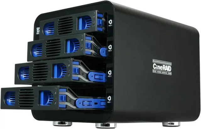 Alt view image 5 of 6 - CineRAID CR-H458 Hardware RAID 0, 1, 10, 3 and RAID 5, Support 4 x 3.5" Hot Swappable Drive Bays USB 3.0 eSATA RAID SubSystem