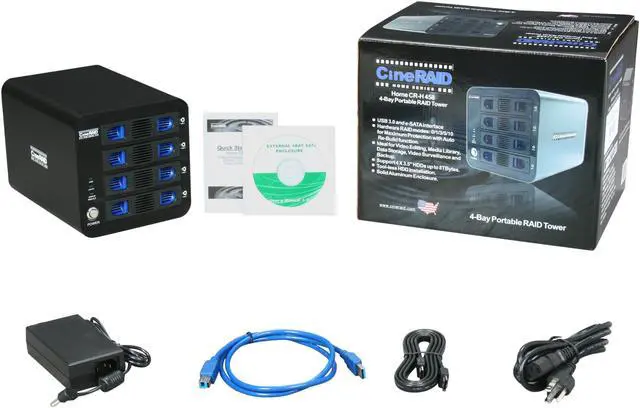 Alt view image 6 of 6 - CineRAID CR-H458 Hardware RAID 0, 1, 10, 3 and RAID 5, Support 4 x 3.5" Hot Swappable Drive Bays USB 3.0 eSATA RAID SubSystem