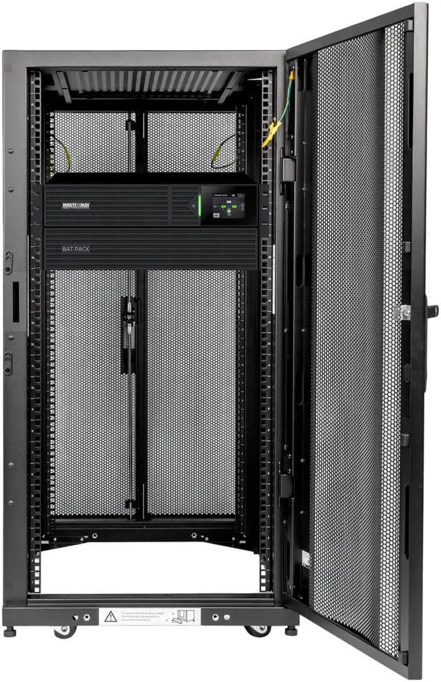 Main image of Minuteman MMCAB24S5K Power Cabinet - Half-height, 24U cabinet enclosure with a pre-installed ED5KRT UPS, featuring 208-240VAC input/output, hardwire or L6-30P input, (3) L6-30R, (2)L6-30R and hardwire