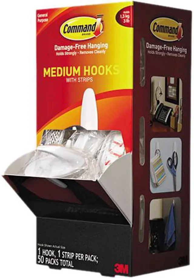 Main image of General Purpose Hooks, Designer, 3Lbs Capacity, White, 50/Carton