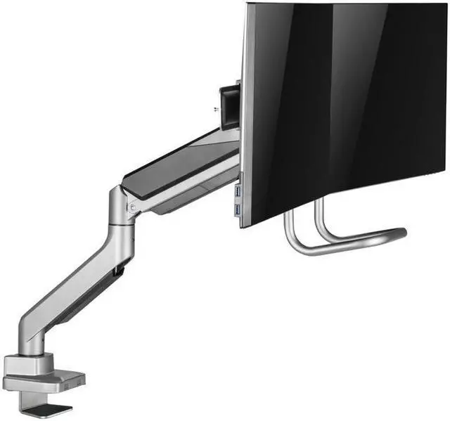 Alt view image 4 of 8 - Amer Pneumatic Dual Monitor Arm With Handlebar Designed for 17"-32" monitors up to 9kg/19.8lbs (per screen) HYDRA2HANDLEBAR