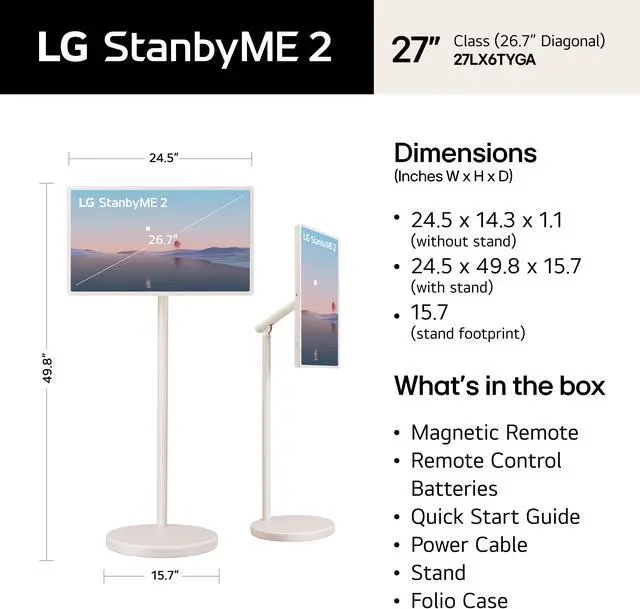 Alt view image 15 of 15 - LG StanbyME 2 TV 27-Inch 4K Smart Touch Screen with 4hr Battery - 27LX6TYGA