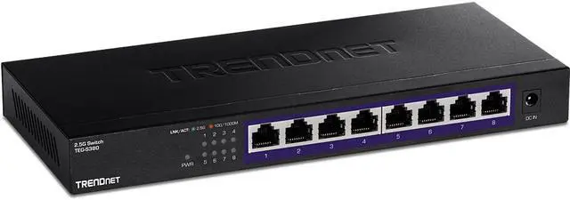 Alt view image 3 of 3 - TRENDnet 8-Port Unmanaged 2.5G Switch, 8 x 2.5GBASE-T Ports, 40Gbps Switching Capacity, Backwards Compatible with 10-100-1000Mbps Devices, Fanless, Wall Mountable, Black, TEG-S380