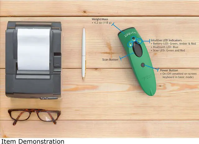 Alt view image 4 of 5 - Socket Mobile SocketScan S730 1D Laser Barcode Scanner with Bluetooth, Green - CX3404-1862
