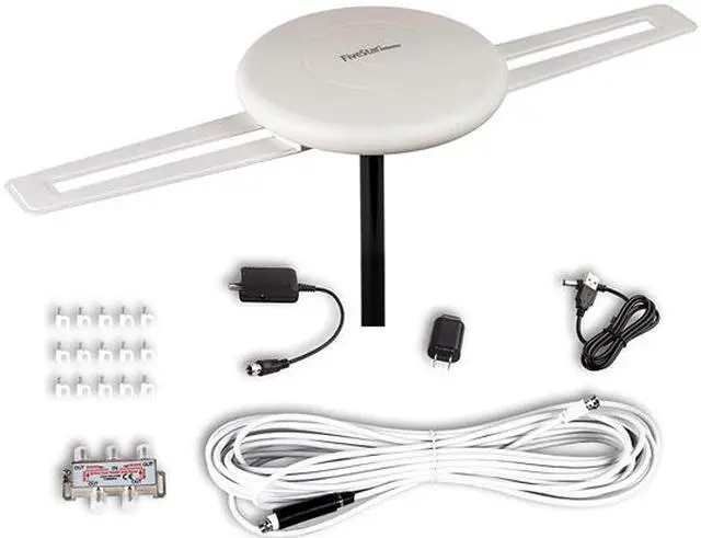 Alt view image 6 of 6 - Five Star [Newest 2020] HDTV Antenna w/ 360° Omnidirectional Powerful Amplified Outdoor TV Antenna up to 150 Miles Indoor/Outdoor, RV, Attic 4K 1080P UHF VHF Supports 4TVs Installation Kit
