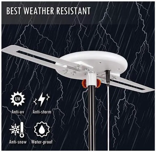 Alt view image 4 of 6 - Five Star [Newest 2020] HDTV Antenna w/ 360° Omnidirectional Powerful Amplified Outdoor TV Antenna up to 150 Miles Indoor/Outdoor, RV, Attic 4K 1080P UHF VHF Supports 4TVs Installation Kit