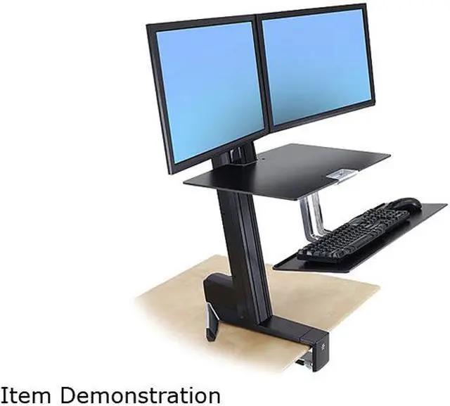 Alt view image 2 of 4 - Ergotron WorkFit-S Dual with Worksurface+ - Stand (tray, desk clamp mount, pivot, column, crossbar) for 2 LCD displays /