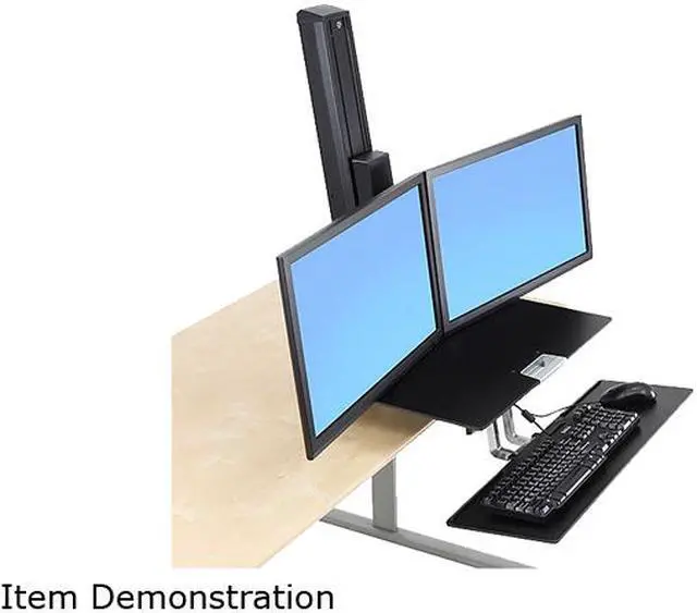 Alt view image 3 of 4 - Ergotron WorkFit-S Dual with Worksurface+ - Stand (tray, desk clamp mount, pivot, column, crossbar) for 2 LCD displays /