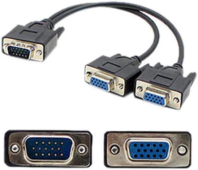 Main image of VGA Male to 2xVGA Female Black Adapter For Resolution Up to 1920x1200 (WUXGA)