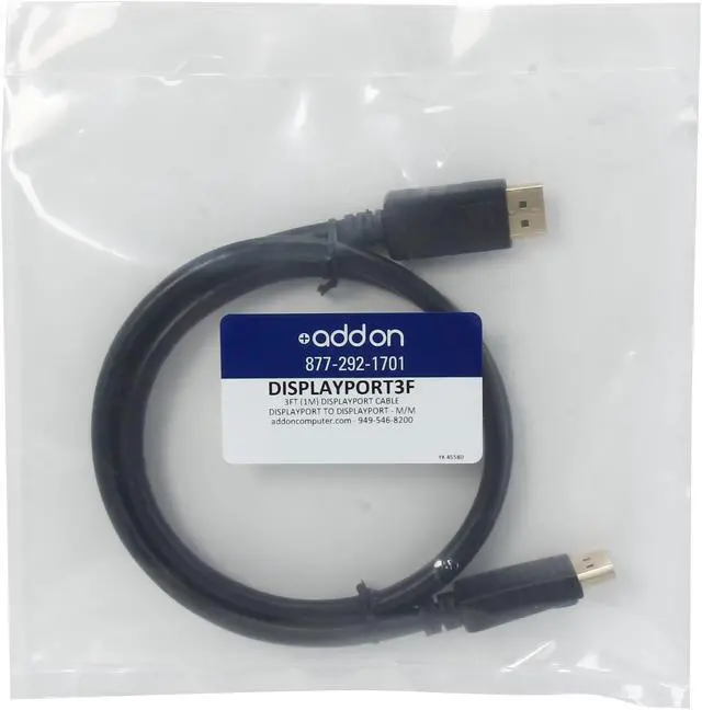 Alt view image 3 of 3 - AddOn DISPLAYPORT3F AddOn 91.00cm (3.00ft) DisplayPort Male to Male Black Cable - 100% compatible with select devices.