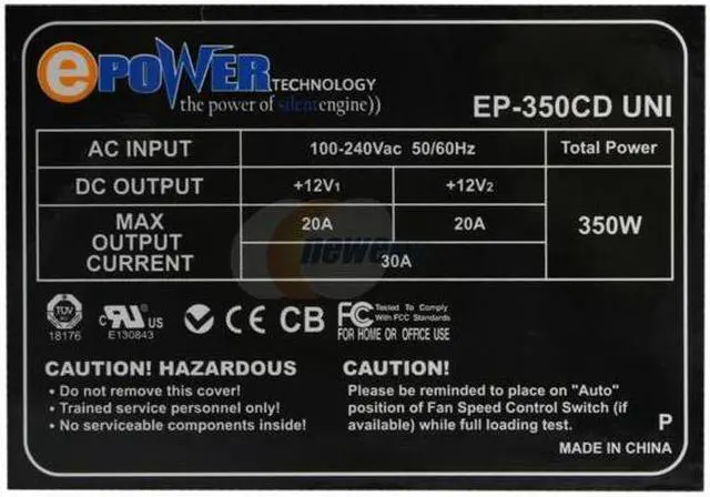 Alt view image 2 of 5 - ePOWER EP-350 CD 350 W EPS12V SLI Ready CrossFire Ready Modular Dedicated Graphic Card and CPU Power Supply