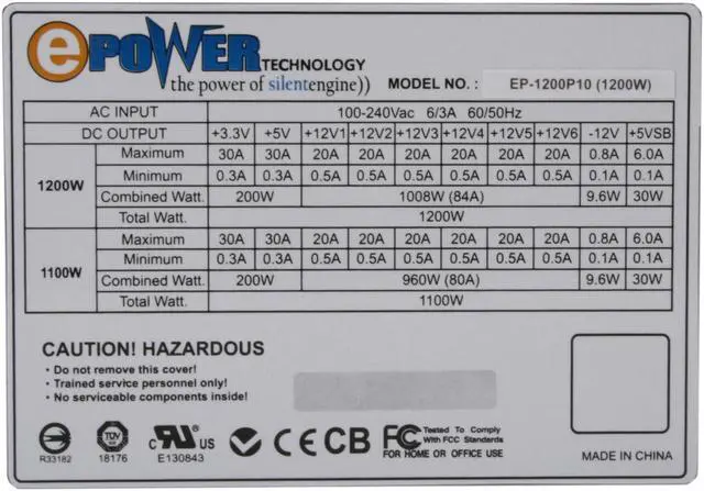 Alt view image 3 of 9 - ePOWER EP-1200P10 1200 W ATX12V / EPS12V SLI Ready CrossFire Ready Modular Active PFC PFC Power Supply