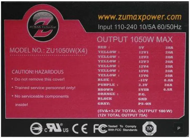 Alt view image 6 of 11 - TOPOWER ZU-1050W 1050 W ATX12V v2.2/ EPS12V v2.91 SLI Ready CrossFire Ready Active PFC Power Supply