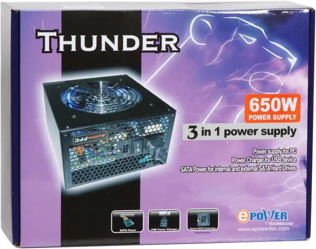 Alt view image 10 of 10 - ePOWER EP-650-TD1 650 W ATX12V Active PFC Power Supply