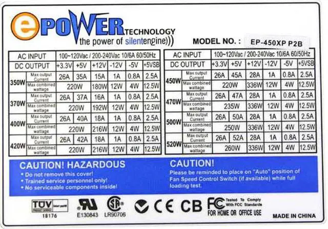 Alt view image 5 of 9 - ePOWER Puma II EP-450XP-P2B 450 W ATX12V Power Supply