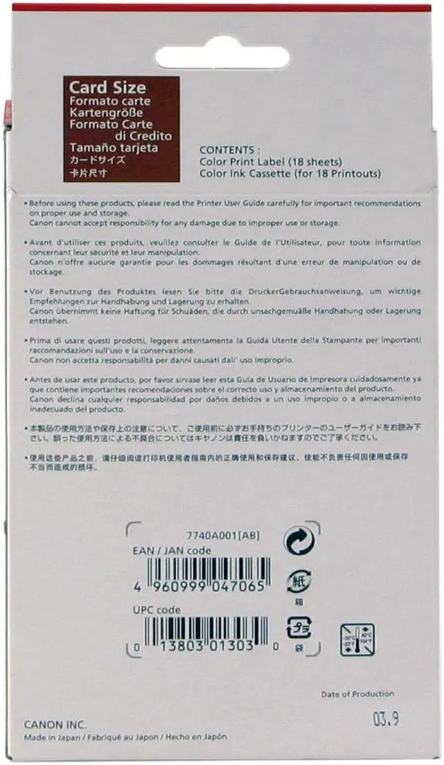 Alt view image 2 of 2 - Canon KC-18IL Ink Cartridge - Combo Pack - Color/Paper