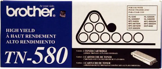 Alt view image 2 of 3 - Brother TN580 High Yield Toner Cartridge - Black