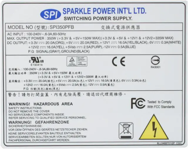 Alt view image 2 of 5 - SPARKLE SPI350PFB 350 W ATX12V 80 PLUS Certified Active PFC Power Supply - OEM
