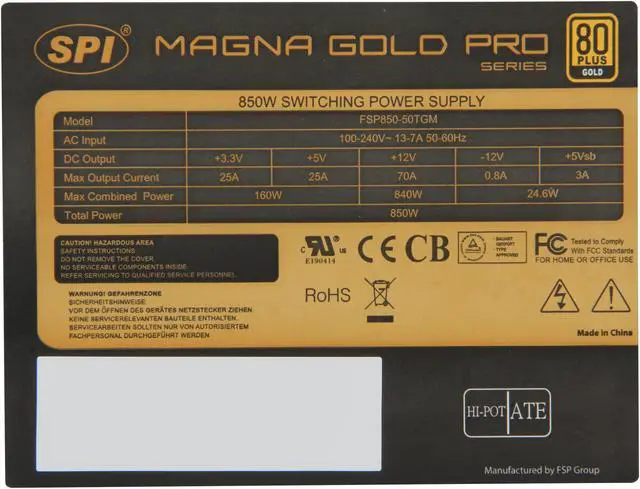 Alt view image 7 of 8 - SPARKLE Magna GOLD PRO series R-FSP850-50TGM 850 W ATX12V V2.3 & EPS12V V2.92 SLI Ready CrossFire Ready 80 PLUS GOLD Certified Modular Active PFC Power Supply MEET 2013ErP