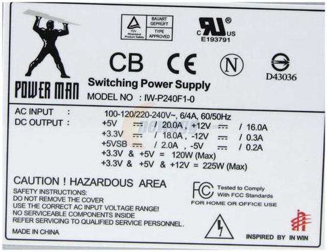 Alt view image 6 of 6 - IN WIN IW-P240F1-0 240 W TFX12V Power Supply - OEM