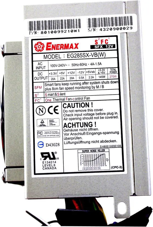 Alt view image 3 of 6 - ENERMAX EG285SX-VB(W)SFM 270 W SFX12V Active PFC Power Supply