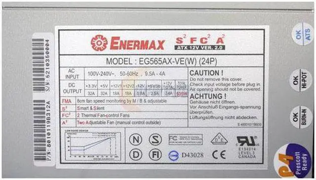 Alt view image 4 of 8 - ENERMAX EG565AX-VEFMA2.0-SLI 535 W ATX12V Ver.2.0 SLI Certified CrossFire Ready Active PFC Power Supply