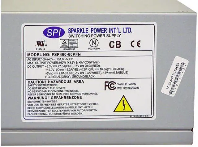 Alt view image 2 of 3 - SPARKLE FSP460-60PFN 460 W EPS12V Active PFC Power Supply - OEM