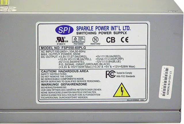 Alt view image 3 of 6 - SPARKLE FSP550-60PLG 550 W EPS12V Active PFC Power Supply - OEM