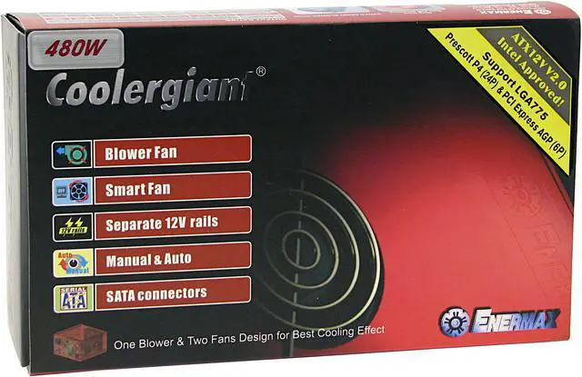 Alt view image 5 of 5 - ENERMAX Coolergiant EG485AX-VHB SFMA 2.0 480 W ATX12V Active PFC Power Supply