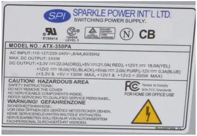 Alt view image 3 of 6 - SPARKLE ATX-350PA 350 W ATX12V v2.2 Power Supply