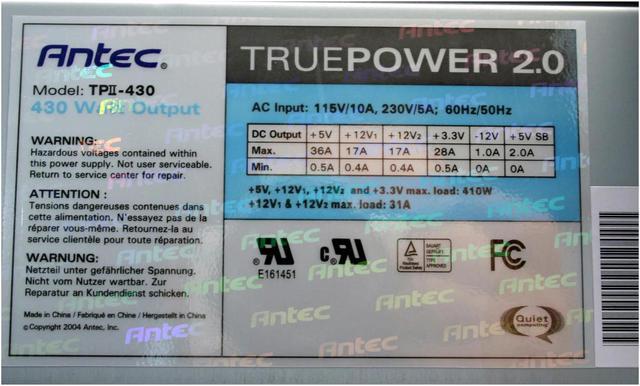 Alt view image 4 of 8 - Antec TRUEPOWERII TPII-430 430 W ATX12V 2.01 Power Supply