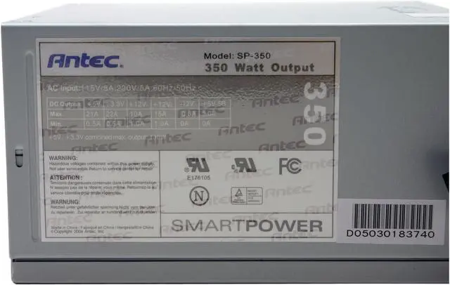 Alt view image 3 of 7 - Antec SmartPower 2.0 SP-350 350 W ATX12V Power Supply