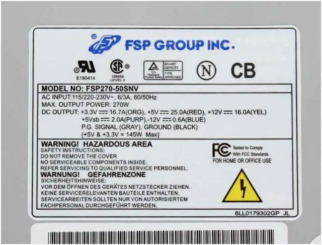 Alt view image 3 of 6 - FSP Group FSP270-50SNV 270 W Micro ATX Power Supply