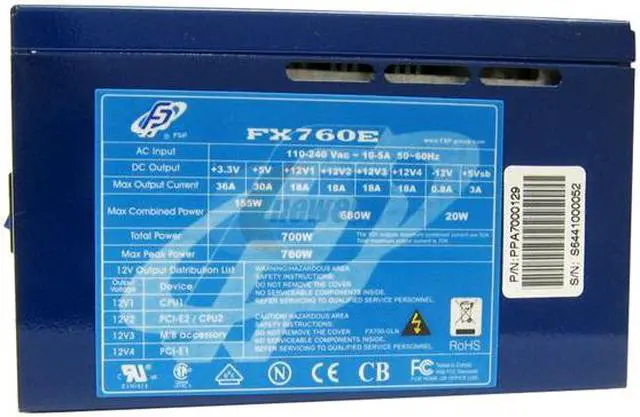 Alt view image 3 of 8 - FSP Group FX Series FX760-E 760W Maximum ATX12V V2.2/ EPS12V SLI Ready  Active PFC Power Supply